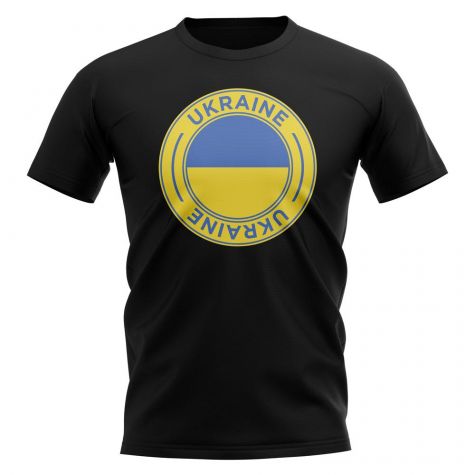 Ukraine Football Badge T-Shirt (Black)