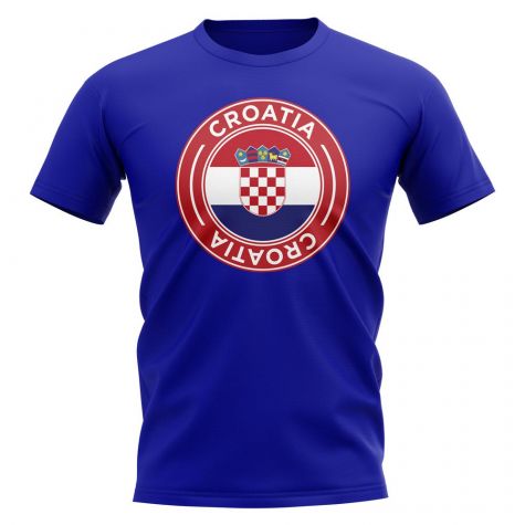 Croatia Football Badge T-Shirt (Royal)