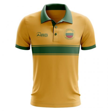 Lithuania Concept Stripe Polo Shirt (Yellow) (Kids)