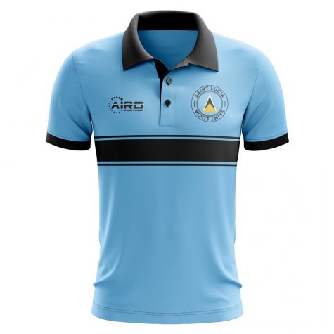 Saint Lucia Concept Stripe Polo Shirt (Sky) (Kids)