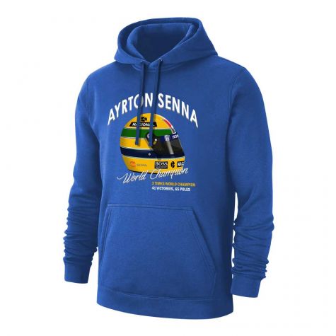 Ayrton Senna Helmet footer with hood, blue