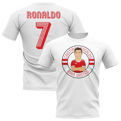 Cristiano Ronaldo Man United Illustration T-Shirt (White)