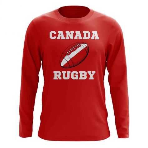 Canada Rugby Ball Long Sleeve Tee (Red)