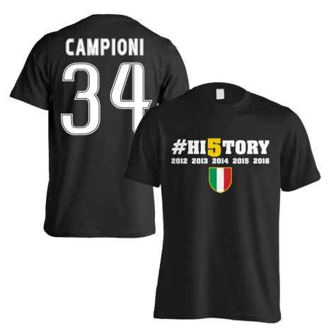 Juventus History Winners T-Shirt (Campioni 34) Black - Kids