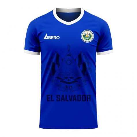 El Salvador 2020-2021 Home Concept Football Kit (Libero) - Kids (Long Sleeve)