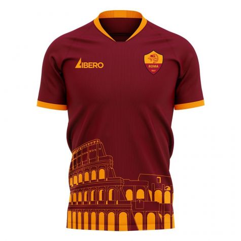 Roma 2020-2021 Home Concept Football Kit (Libero) - No Sponsor - Kids (Long Sleeve)