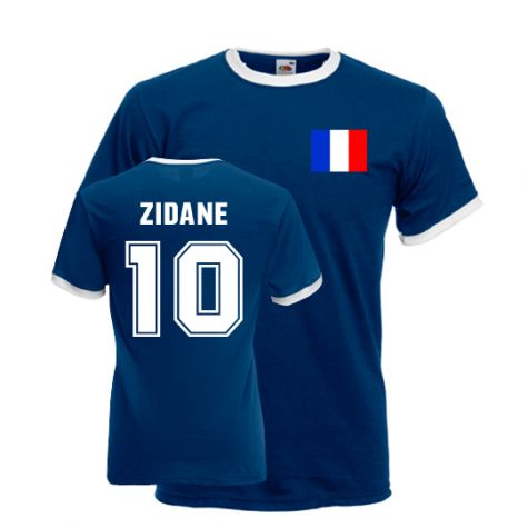 Zinedine Zidane France Ringer Tee (dark Blue)