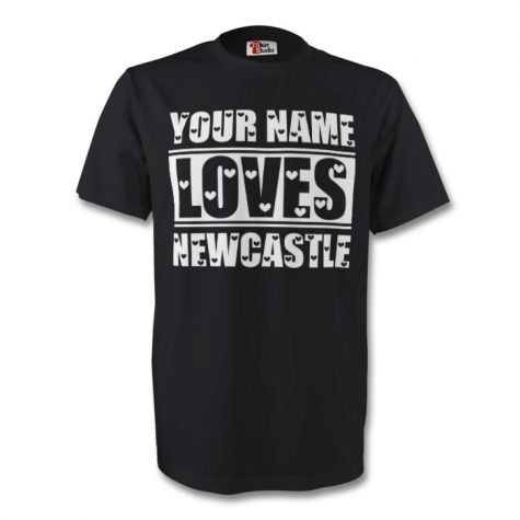 Your Name Loves Newcastle T-shirt (black) - Kids