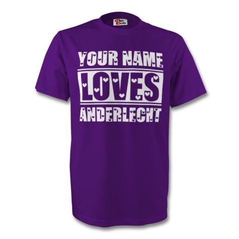 Your Name Loves Anderlecht T-shirt (purple) - Kids