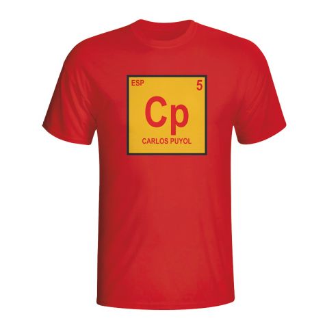 Carlos Puyol Spain Periodic Table T-shirt (red)