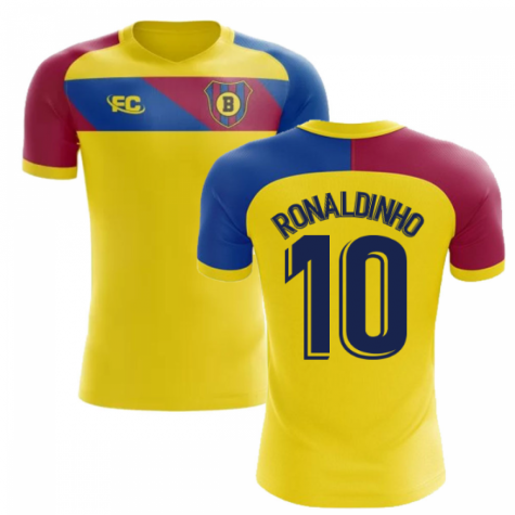 2018-2019 Barcelona Fans Culture Away Concept Shirt (Ronaldinho 10) - Kids (Long Sleeve)