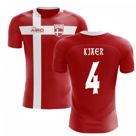 2025-2026 Denmark Flag Concept Football Shirt (Kjaer 4) - Kids