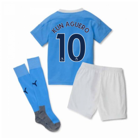 2019-2020 Season Manchester City #10 KUN Aguero Soccer Jersey & Socks & Shorts Kids/Youth