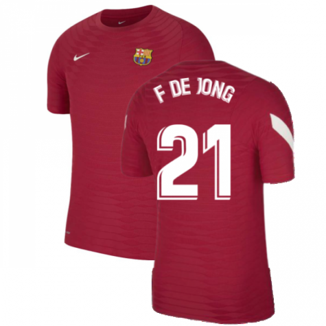 2021-2022 Barcelona Elite Training Shirt (Red) (F DE JONG 21)