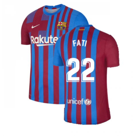 2021-2022 Barcelona Vapor Match Home Shirt (ANSU FATI 10)