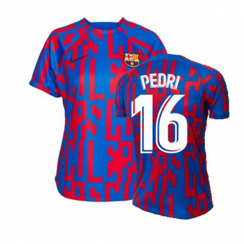 2022-2023 Barcelona Pre-Match Training Shirt (Blue) - Ladies (PEDRI 16)