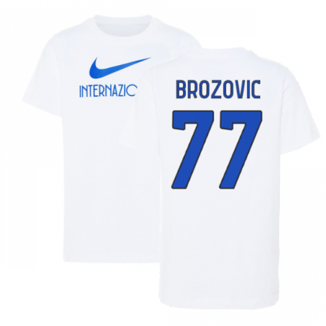 2022-2023 Inter Milan Swoosh Tee (White) - Kids (BROZOVIC 77)