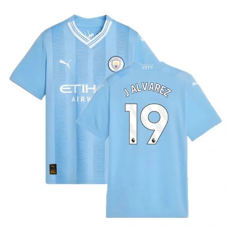 2023-2024 Man City Home Shirt (Kids) (J ALVAREZ 19)