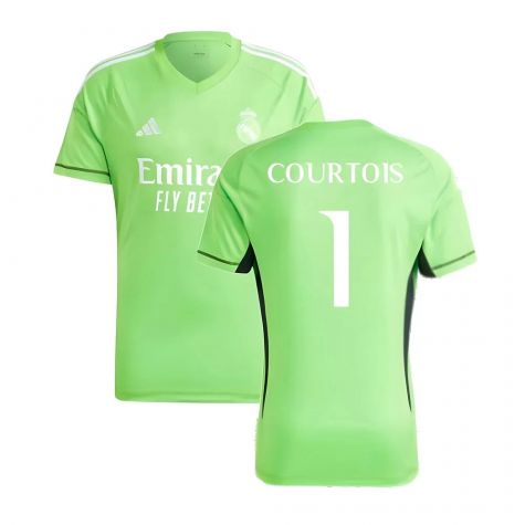 2023-2024 Real Madrid Home Goalkeeper Shirt (Solar Green) (COURTOIS 1)