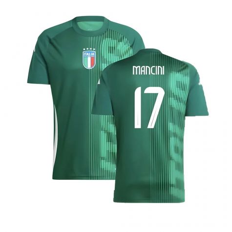 2024-2025 Italy Pre-Match Shirt (Green) (MANCINI 17)