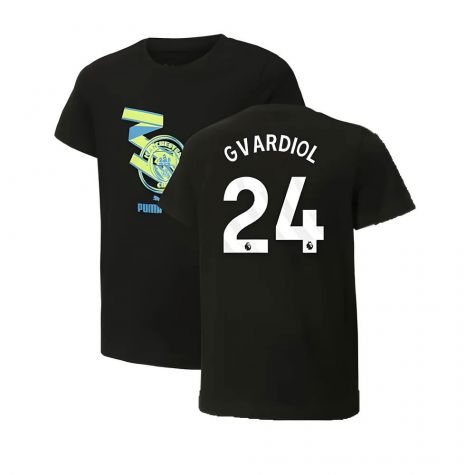 2024-2025 Man City ftblCulture Tee (Black) (Gvardiol 24)