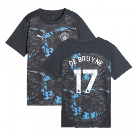 2024-2025 Man City Prematch SS Jersey (Strong Gray) - Kids (De Bruyne 17)