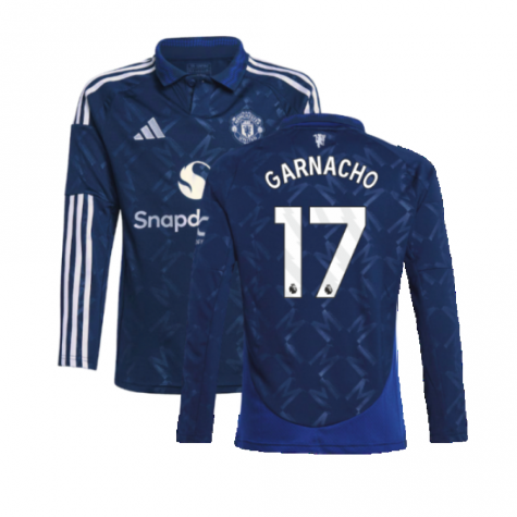 2024-2025 Man Utd Long Sleeve Away Shirt (Kids) (Garnacho 17)