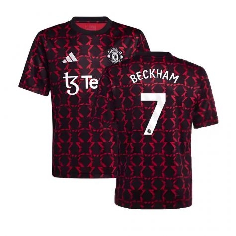2024-2025 Man Utd Pre-Match Shirt (Black) - Kids (Beckham 7)