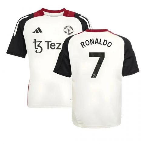 2024-2025 Man Utd Training Jersey (Off White) - Kids (Ronaldo 7)