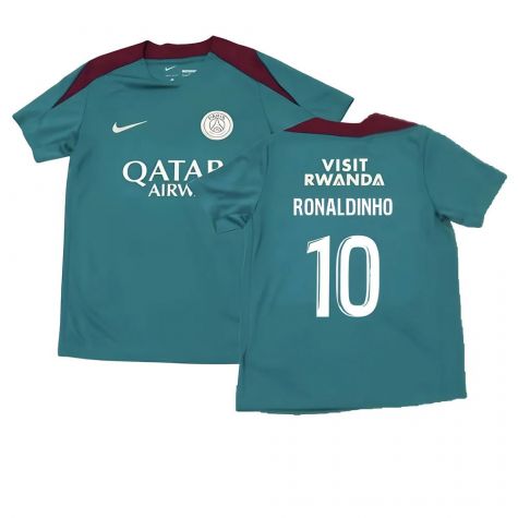 2024-2025 PSG Strike Dri-Fit Training Shirt (Teal) - Kids (Ronaldinho 10)