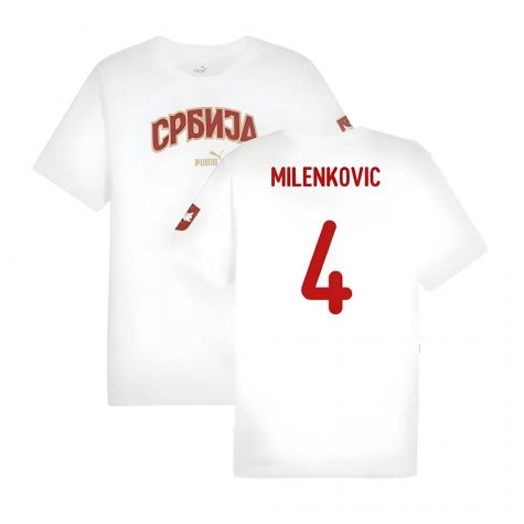 2024-2025 Serbia FtblIcons Tee (White) (Milenkovic 4)