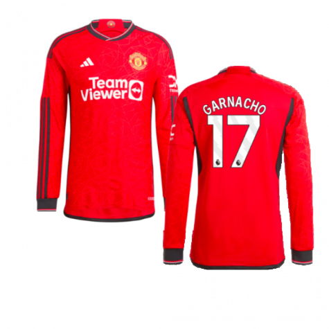 2023-2024 Man Utd Long Sleeve Home Shirt (Garnacho 49)