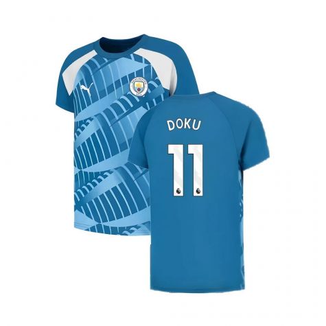 2023-2024 Man City Pre-Match Jersey (Lake Blue) - Kids (AKANJI 25)