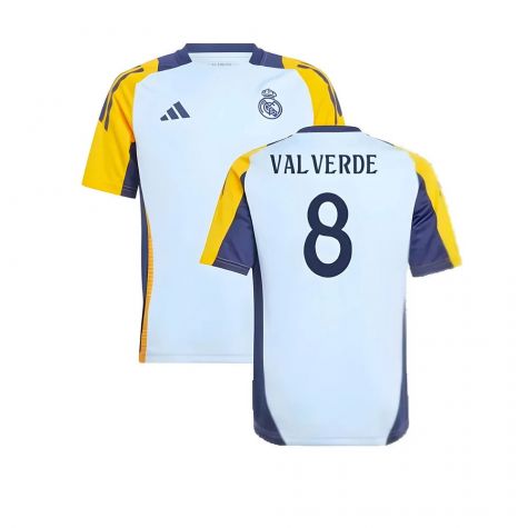 2024-2025 Real Madrid Training Shirt (Glow Blue) - Kids (Valverde 15)