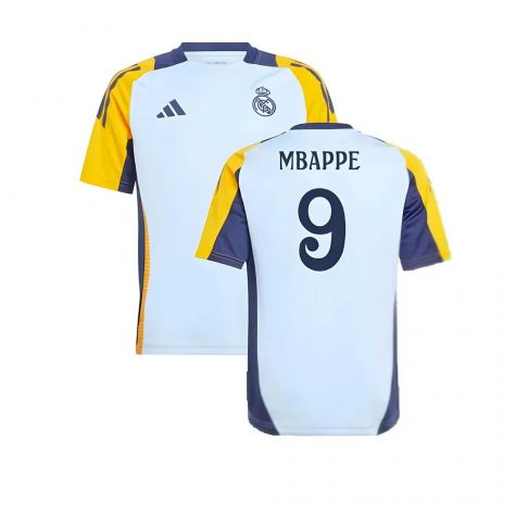 2024-2025 Real Madrid Training Shirt (Glow Blue) - Kids (Alaba 4)