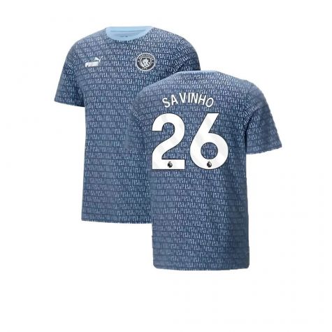 2024-2025 Man City ftblCulture Tee AOP (Navy) - Kids (Akanji 25)