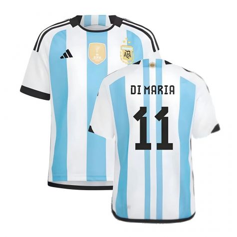 Argentina 2022 World Cup Winners Home Shirt - Kids (DI MARIA 11)