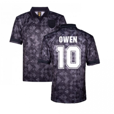 England 1990 Black Out Retro Football Shirt (OWEN 10)