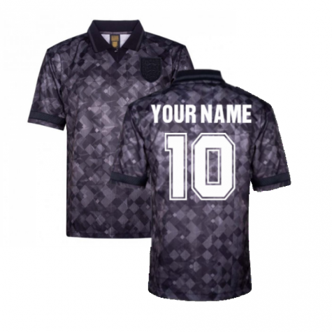 England 1990 Black Out Retro Football Shirt (Your Name)