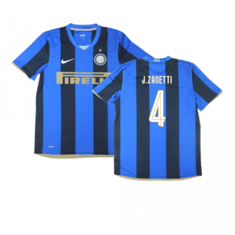 Inter Milan 2008-09 Home Shirt ((Excellent) S) (J.Zanetti 4)