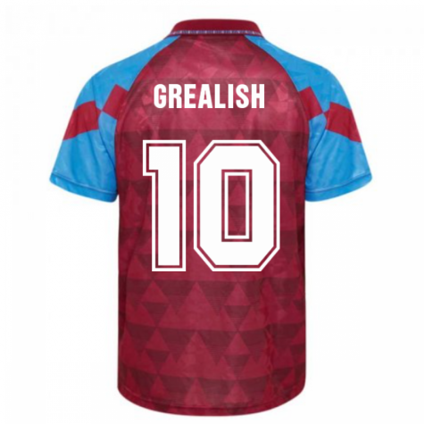 Score Draw Aston Villa 1990 Retro Football Shirt (Grealish 10)