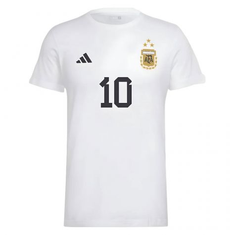 Messi Football Number 10 Graphic T-Shirt (White)