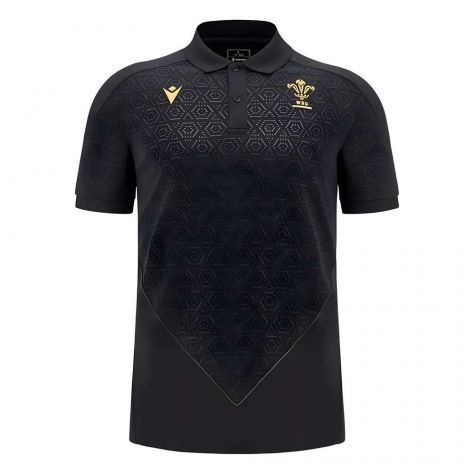 2024-2025 Wales Rugby WRU Travel Poly Polo Shirt (Black)