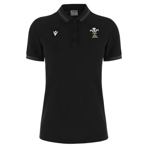 2024-2025 Wales Rugby Travel Polo Shirt (Black) - Womens