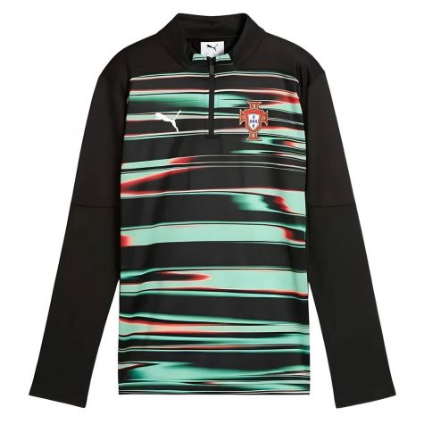 2025-2026 Portugal Prematch 1/4 Zip Top (Black) - Kids