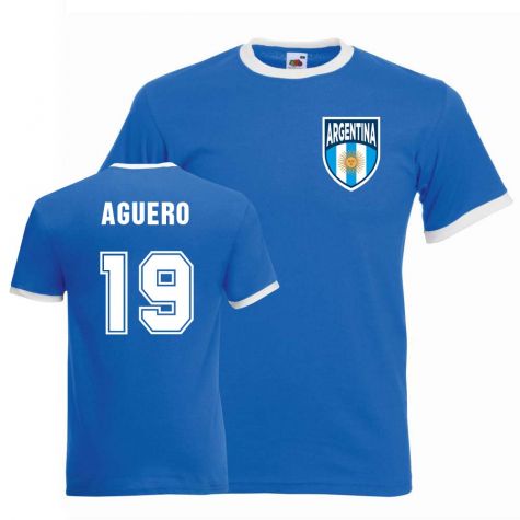 Sergio Aguero Argentina Ringer Tee (blue)
