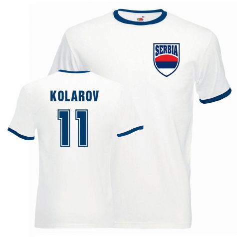 Aleksandar Kolarov Serbia Ringer Tee (white-blue)