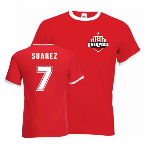 Luis Suarez Liverpool Ringer Tee (red)