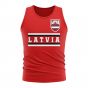 Latvia Core Football Country Sleeveless Tee (Red)