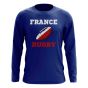 France Rugby Ball Long Sleeve Tee (Blue)